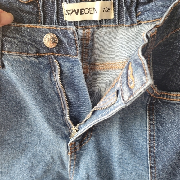 LOVEGEN BLUE JEANS SIZE 7/29 Straight 9.5" Rise Pockets / Zip Closure - Picture 7 of 11
